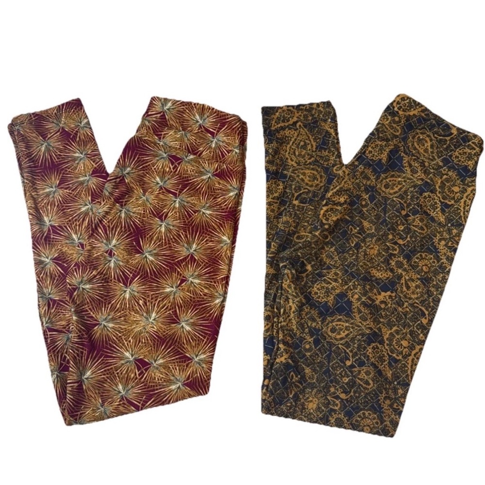 LuLaRoe One Size Leggings Bundle 2 Pairs Geometric Print NWOT OS